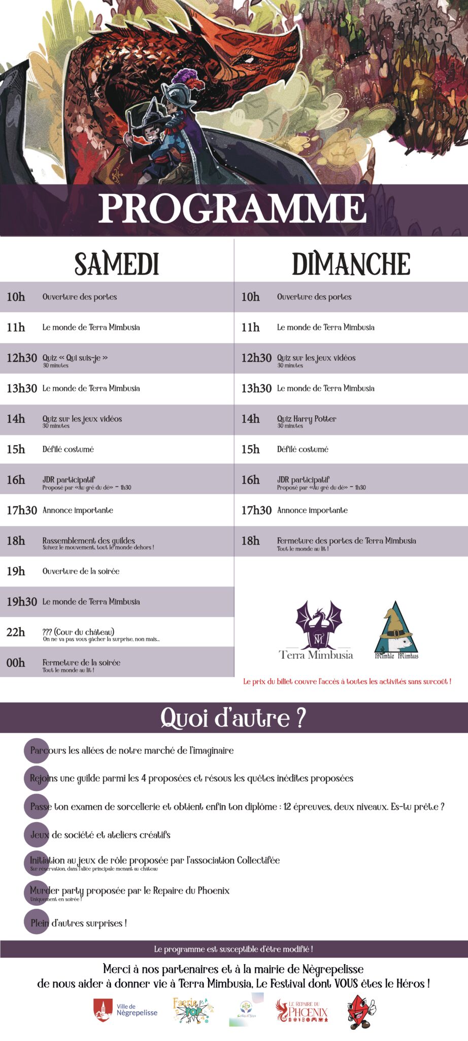 Programme du weekend Terra Mimbusia 2025